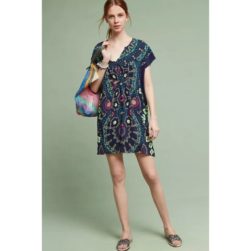 Anthropologie Maeve Medallion Silk Dress